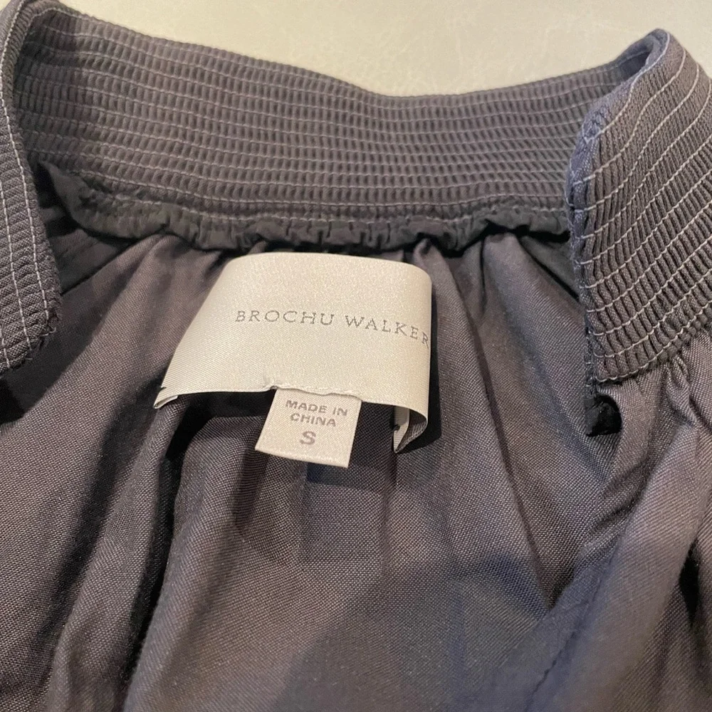 Brochu Walker Size S Charcoal Polyester Blend Long Sleeve Rouched AMAIA Dress - Picture 10 of 10